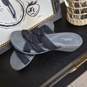 Clarks Women's Cloudsteppers Breeze Rae Cam Wedge Sandals Size 10